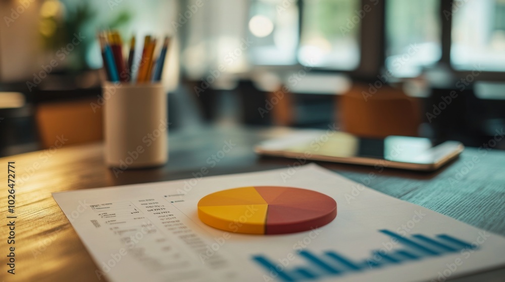 Aufkleber business workspace with charts and data analysis tools