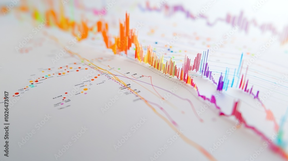 Poster colorful data visualization with abstract graph elements