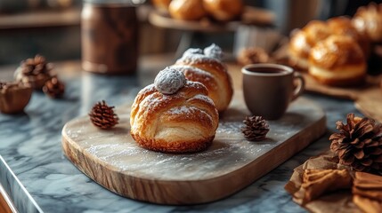 Delicious Pastries on Light Marble