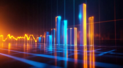 Fototapeta premium Vibrant Data Visualization with Colorful Bars and Lines