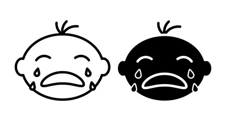 Crying baby Icons set in solid and thin line style