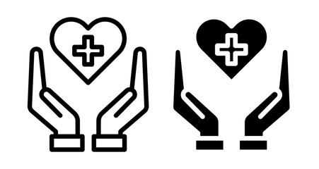 Health care Icons set in solid and thin line style