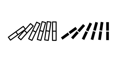 Domino effect Icons set in solid and thin line style