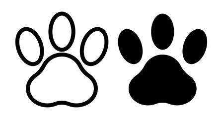 Paw Icons set in solid and thin line style