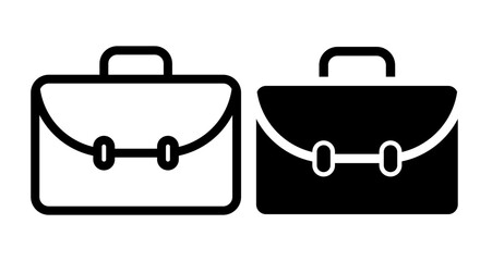 Briefcase Icons set in solid and thin line style