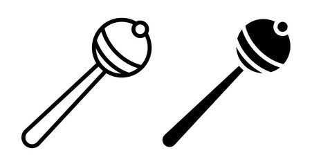 Baby rattle Icons set in solid and thin line style