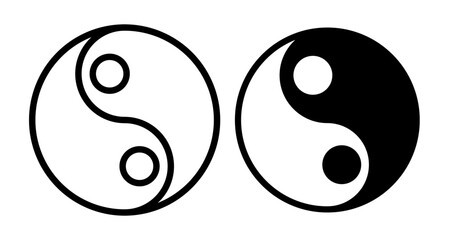 Yin yang Icons set in solid and thin line style