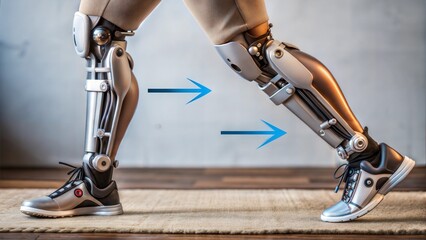 Dynamic movement of robotic leg kinematics during walking motion