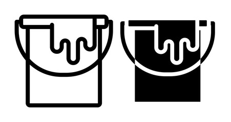 Paint bucket Icons set in solid and thin line style