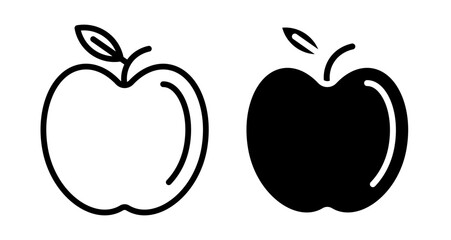 Apple Icons set in solid and thin line style