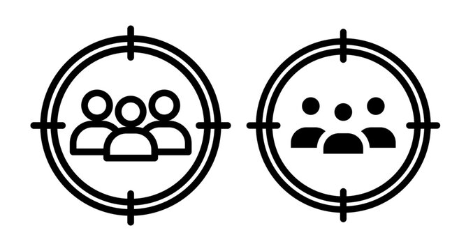 Customer segment Icons set in solid and thin line style