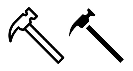 Hammer Icons set in solid and thin line style