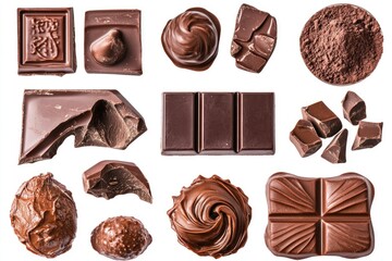 Assortment of chocolates arranged on a clean white surface