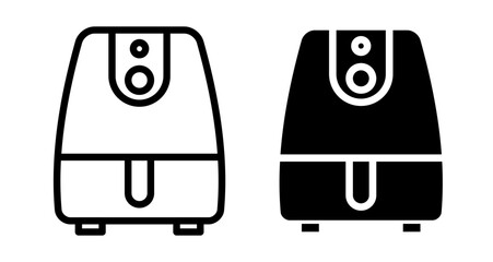 Air fryer Icons set in solid and thin line style