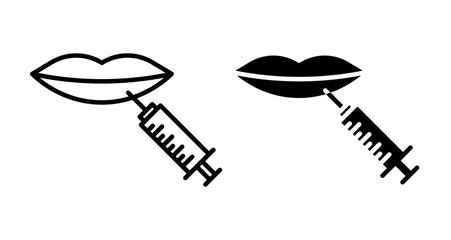 Lips injection Icons set in solid and thin line style