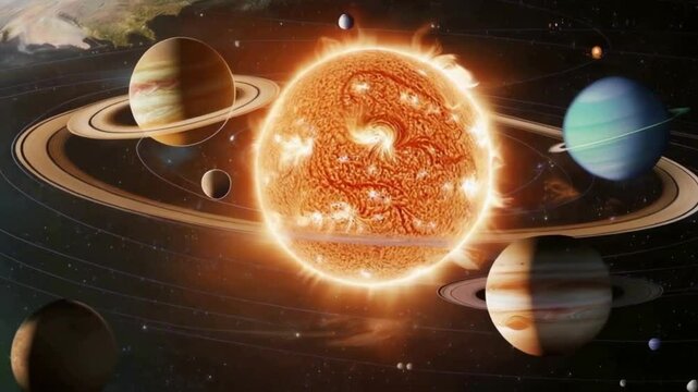 Solar System, galaxies in outer space, planets, stars and satellites
