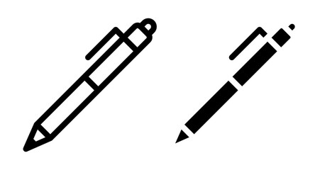 Pen Icons set in solid and thin line style