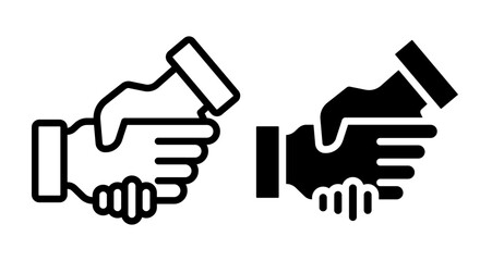 Handshake Icons set in solid and thin line style