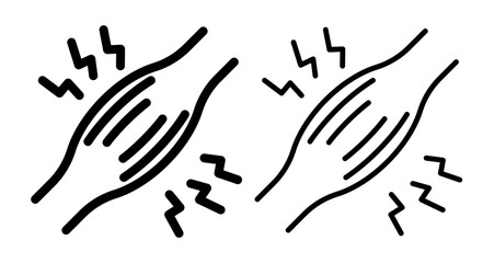 Muscle pain Icons set in solid and thin line style