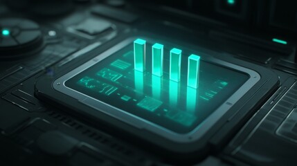 Futuristic Interface with Glowing Data Bars