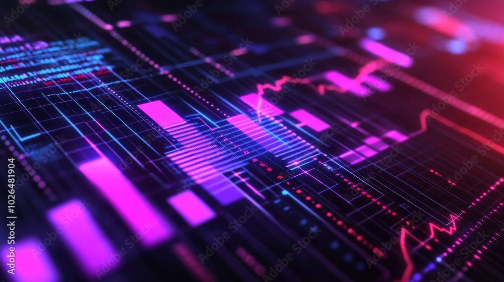 Poster digital data visualization with graphs and charts