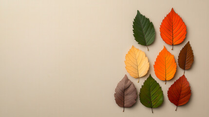 Obraz premium Isolate autumn leaves on a beige background 