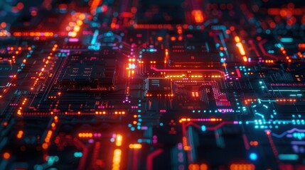 Futuristic Neon Circuit Design for Tech Product Advertisements and Startup Campaigns