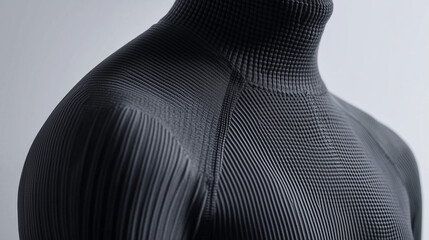 Close-up of black textured athletic wear on mannequin
