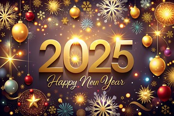 Happy New Year 2025 design festive fireworks wallpaper hd