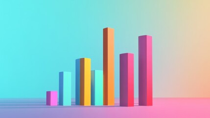 Colorful 3D Bar Graph on Gradient Background