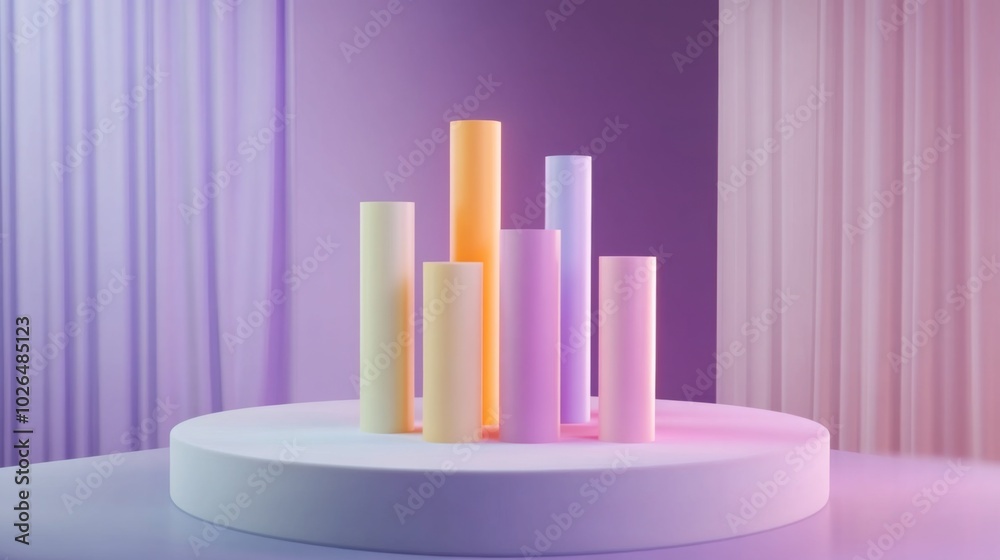 Poster abstract display of colorful geometric cylinders