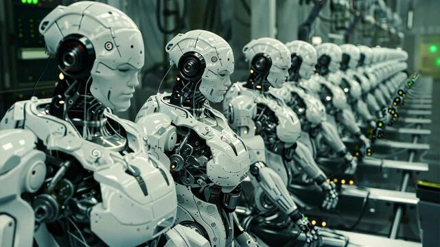 Robotics and Automation Robots and automated systems working in a factory with networked controls