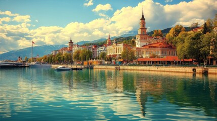 Stunning collage showcasing sochi s beautiful natural landscapes and iconic cityscapes in harmony.