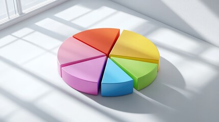 Fototapeta premium Colorful 3D Pie Chart on Bright Surface