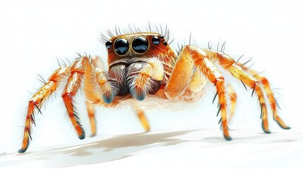 Fototapeta premium Playful Anime Minimalist Vector Art of Jumping Spider Hyllus on Clean Background