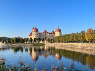 Moritzburg castle - Palace Baroque, surrounded by water. Saxony, Germany