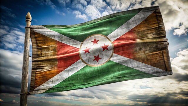 Abstract Burundi Flag Independence Day Grunge Background with Brush Strokes