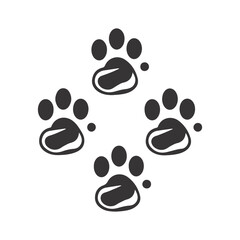 Fototapeta premium Black and white sketch of animal footprint vector illustration . Paw print of dog, cat, puppy pet footprint set.