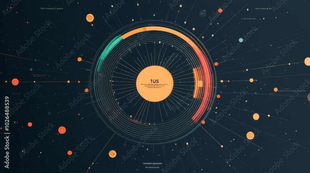 Poster abstract data visualization with circular design elements
