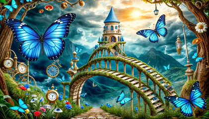 Fototapeta premium The beautiful girl Alice found herself in Wonderland