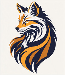 Obraz premium Minimalist logo design featuring simple line art in an abstract style, resembling the silhouette of a fox. 