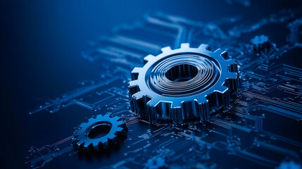 gears on blue background