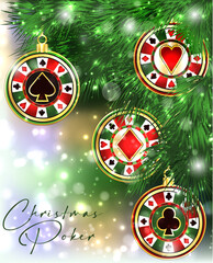Happy 2025 new year background with casino xmas poker chip. vector illustration