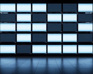Modern display wall with multiple screens.