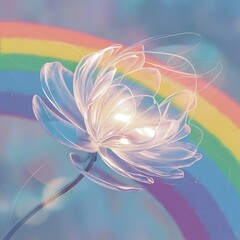 Fototapeta premium Transparent flower on rainbow background