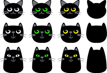 Vector cat face head icon isolated on white background. Cute cartoon kitty character. Kawaii kitten baby pet animal. Childish style. Flat design