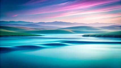 Obraz premium Abstract Gradient Landscape in Aquamarine to Lilac for Tranquil Atmosphere