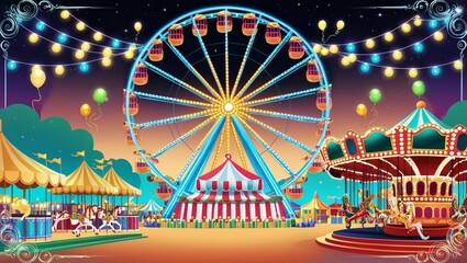  A vibrant festival ground with colorful flags, tents, and joyful crowds enjoying the event.