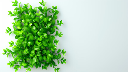 Vibrant green foliage is meticulously arranged against a clean white background, adding a touch of nature and tranquility ideal for various creative projects