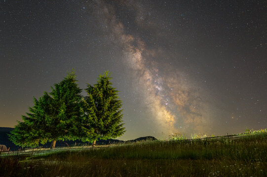 Milky Way over the Carpathian mountains
